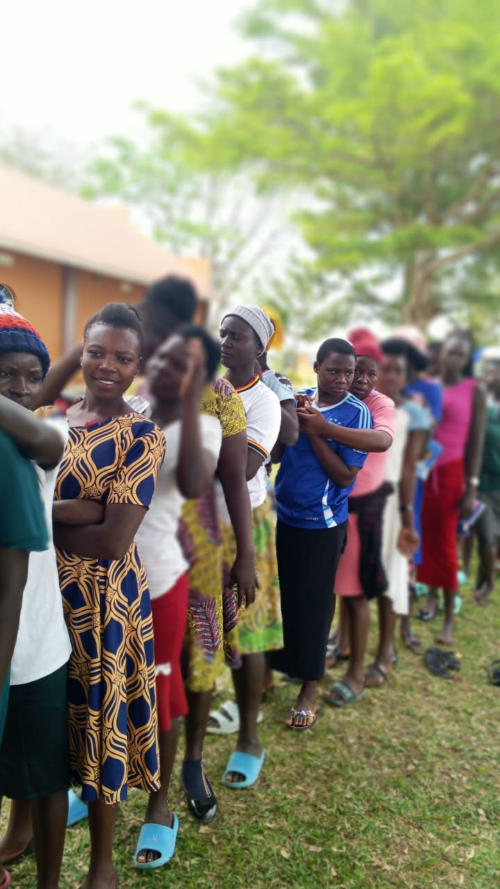 Long queue of young people coming to access health services